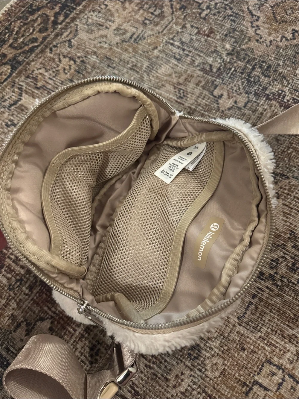 lululemon athletica Cream Sherpa Crossbody Belt Bag